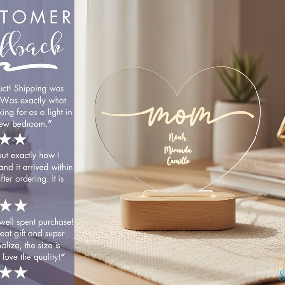 Custom Night Light for Mom | Mother’s Day Gift for Nana, Mimi & Grandma - Picture 7 of 8